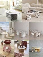 Ensemble de table basse en marbre Rosso Levanto, nouveau design, pierre naturelle, meubles de salon, table basse en marbre, table basse à thé
