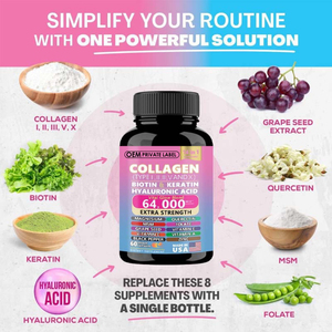 OEM Bestseller 14-in-1 Collageen Peptide <span class=keywords><strong>Capsules</strong></span> Vital Glow Mariene Collageen Biotine Keratine voor Gezonde Huid Beautyproducten - Product Image 4