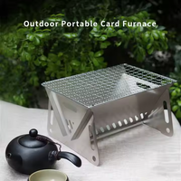 Barbecues portables miniatures en acier inoxydable JSJM, finition polie, légers, pliables, pour le camping en solo, cuisinière à bois pour l'extérieur