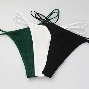 Cinto fino cintura baixa europeus e americanos tanga das mulheres novo fio de algodão cor sólida underwear sem costura