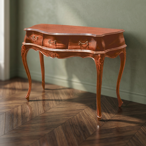 Classic Modern Entry Console <b>Table</b> 3 Drawer Solid Wood Handmade Antique Design Living Room Furniture <b>Brown</b> - Product Image 2