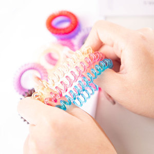 Élastiques à cheveux en forme de cordon téléphonique, 40 couleurs, en résine plastique élastique, couleur unie, accessoires capillaires décontractés - Product Image 2