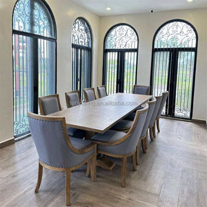 Ferly sang trọng cao cấp thiết kế sắp xếp hợp lý cảm giác Chunky rắn gỗ vải đệm vải Bộ bàn ăn - Product Image 2