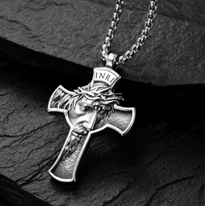 Top Qualidade Mens Aço Inoxidável Jesus Cristo Face Crucifixo Cruz Pingente Colar 2024 - Product Image 5