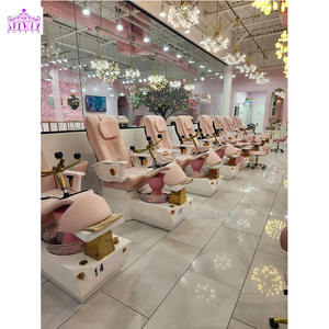 Sillas de pedicura de masaje eléctricas de manicura Jet Pipless de estilo europeo con taburete de trabajo - Product Image 6