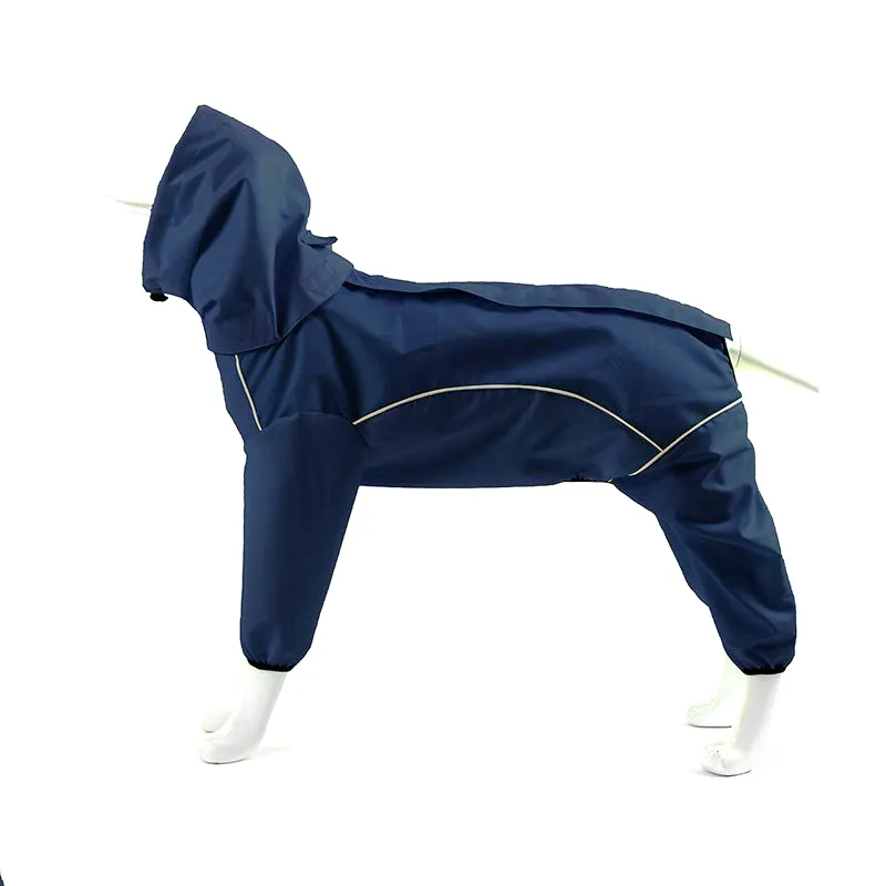 Kustomisasi pakaian hewan peliharaan tahan air tahan noda berkaki empat reflektif PU kecil besar mewah pakaian anjing jas hujan