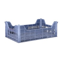 Caisses en plastique haute résistance Zhenlong, bacs de manutention, paniers à légumes et fruits, conteneurs de stockage réutilisables blancs et bleus pour entrepôt