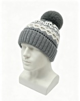 Bonnet d'hiver en tricot style nordique avec pompon et cache-oreilles, 100 % acrylique, unisexe, pour voyage et plage – Fournisseur