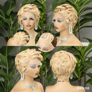 FH 13x1 Lace Front Pixie Human Hair <b>Wig</b> French Curls <b>Short</b> <b>Wig</b> Human Hair - Product Image 6