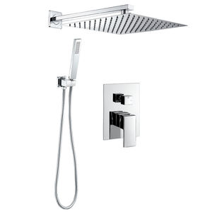 Water Immersion Waterproof Hidden <strong>Wall</strong>-Mounted <strong>Brass</strong> <strong>Shower</strong> Faucet Set Square Accessories Rain Spray Pattern Brushed For Hotels - Product Image 2