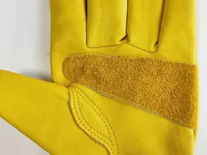 YULAN LC611 Yellow Cow Leather Work Gloves With Wrist Closure Palm Support