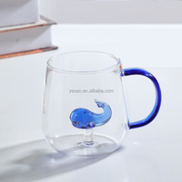 Taza de Agua de Vidrio de Borosilicato Transparente Resistente al Calor con Asa de Animal de Dibujos Animados en 3D, Varios Estilos, Regalo Promocional, Venta al por Mayor