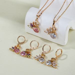 HD Jewelry 2017 Wholesale Indian 18K Gold Plated Zircon <b>Costume</b> Jewelry Set for Wedding & Party - Product Image 5