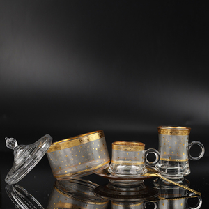 Wholesale ethopian 28pcs New coffee&amp;tea sets Customized Tea Cup Set <strong>Glass</strong> <strong>TeaCup</strong> and saucer set - Product Image 6