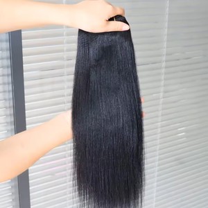 Paquets d'extensions de cheveux doublement étirés, cheveux humains super doublement étirés droits, cheveux indiens bruts cambodgiens non traités et doublement étirés - Product Image 3