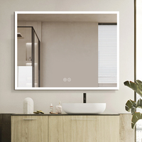 Miroir LED pour salle de bain avec cadre en aluminium certifié CE, capteur tactile, fonction anti-buée, pour usage résidentiel et hôtelier