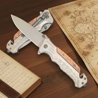 Couteau pliant en acier inoxydable 3Cr13Mov avec manche en bois, finition haute brillance, style vintage, pour droitier, extra tranchant, EDC multifonctionnel