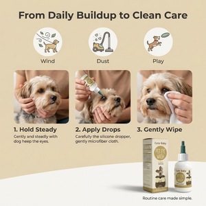 Gouttes et solution nettoyante antibactériennes écologiques pour les yeux des animaux de compagnie, pour nettoyer les crachats oculaires et les taches de larmes chez les chats et les chiens (50 ml) - Product Image 3