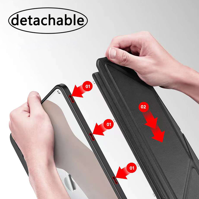 Detachable Magnetic Flip Stand Case for iPad Pro 11/12.9 Inch Full-Body Protection Made of PU Material