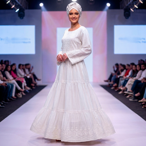 Abaya de encaje blanco Cloth Zones, caftán floral estampado de lujo, vestido maxi de manga larga, ropa islámica modesta, algodón premium de verano - Product Image 3