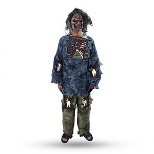 Costume d'Halloween Zombie unisexe pour adulte en polyester – Déguisement d'horreur pour fête effrayante, tenue de cadavre terrifiante - Product Image 1