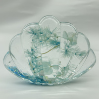 Décoration de bureau sensorielle anti-stress en forme de coquillage avec mouvement liquide, fleurs séchées et paillettes flottantes, minuteur liquide en acrylique