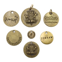 Breloques et accessoires vintage pour sacs, étiquettes rondes gravées avec logo en laiton vieilli pour porte-clés et décoration de sacs à main