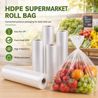 Transparante, makkelijk te openen, food grade supermarkt verpakkingen voor groenten en fruit, op maat bedrukt HDPE produce rolzakken