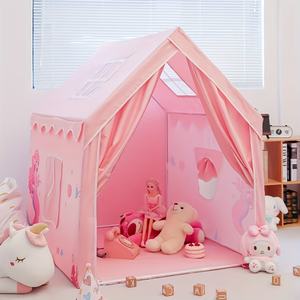 Carpa rosa para casa <span class=keywords><strong>de</strong></span> juegos Casa <span class=keywords><strong>de</strong></span> juguete colorida Carpa grande para interiores y exteriores Princesa Carpa con diseño <span class=keywords><strong>de</strong></span> sirena <span class=keywords><strong>de</strong></span> cuento - Product Image 2