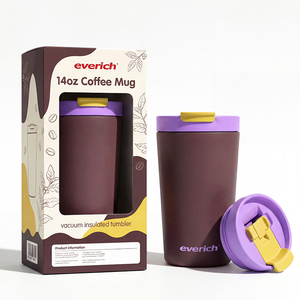 Vaso aislado al vacío <span class=keywords><strong>de</strong></span> doble pared Premium <span class=keywords><strong>de</strong></span> 14oz, taza <span class=keywords><strong>de</strong></span> café a prueba <span class=keywords><strong>de</strong></span> fugas Everich ODM con tapa abatible desmontable, taza <span class=keywords><strong>de</strong></span> vacío sin BPA - Product Image 1