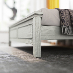 French Elegant Classic <strong>Rustic</strong> Bedroom Furniture Light Gray Solid Wood Frame Naples <strong>Bed</strong> - Product Image 4