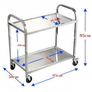 Carrito Utilitario de Acero Inoxidable con Gran Capacidad de Carga y Ruedas de Desplazamiento Suave para Hoteles, Restaurantes y Cocinas, Fácil de Limpiar - Product Image 4