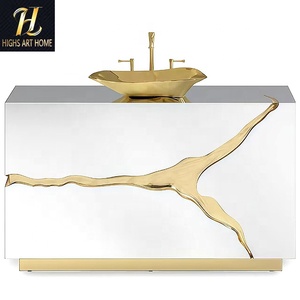 <span class=keywords><strong>Mueble</strong></span> de Baño Moderno de Lujo para Hotel o Villa, Diseño de Alta Gama, Madera Maciza Dorada, <span class=keywords><strong>Lavabo</strong></span> <span class=keywords><strong>Pequeño</strong></span> - Product Image 2