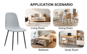Modern Light Luxury <b>Dining</b> <b>Chair</b> Set with Cotton Linen Fabric, High Resilience Foam and Black Metal Legs for Home Office Hotel - Product Image 5