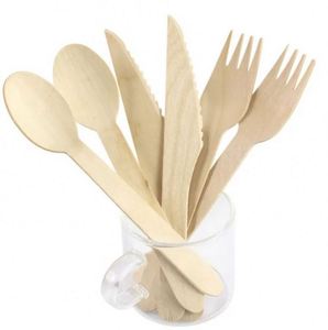 Nuevo Juego de Cubiertos Desechables Biodegradables y Ecológicos de Bambú Moderno, Tenedor, Cuchara y Cuchillo, 6 Piezas, Longitud Personalizable - Product Image 4