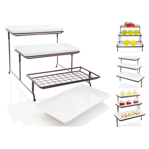 3 Tier Metal Food Serving <strong>Stand</strong> <strong>Plate</strong> Rack Cake <strong>Stand</strong> Afternoon Tea <strong>Stand</strong> with Serving Platter Tray Display Racks for Biscuit - Product Image 1