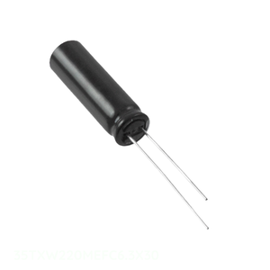 ตัวแทนจำหน่ายอย่างเป็นทางการ ตัวเก็บประจุแบบ Through Hole CAP ALUM 220UF 20% 35V RADIAL TH 220 uF 35TXW220MEFC6.3X30 - Product Image 1