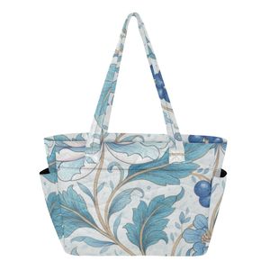 Floral Print Washable Handbag Large Capacity Reusable Tote Bag Polyester Beach Travel Shop Daily Use - Product Image 1