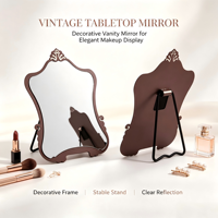 Miroir de maquillage de style baroque personnalisable, cadre en métal de haute qualité avec support pliable, miroir de table pour salons de beauté