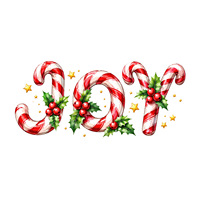 Calcomanía Estática para Ventana con Diseño de Bastón de Caramelo Navideño JOY, con Diseño de Acuarela para Vidrio de Tienda, Decoración Festiva Navideña