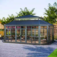 Gazebo en aluminium sur mesure à double toit rigide, résistant aux intempéries, multi-usages, pour extérieur, patio, jardin, villa, hôtel