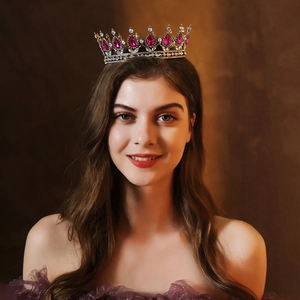 <span class=keywords><strong>มงกุฎ</strong></span>ทรงกลมสไตล์บาโรกคุณภาพสูง ประดับคริสตัลและเพชรเทียม สำหรับงานแต่งงาน งานวันเกิด งานเลี้ยง ออกแบบตามสั่งสำหรับราชินี ราชา เจ้าสาว - Product Image 2