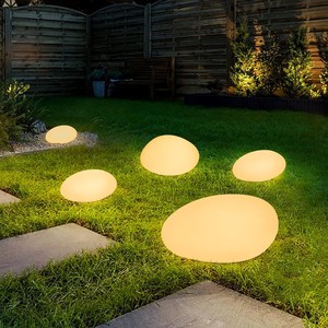 Lampe solaire en pierre de galet pour jardin, éclairage paysager extérieur, décoration de villa, panneau solaire 4 LED - Product Image 1