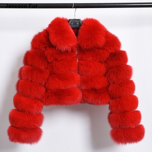 Real Fox Fur Jackets Collared Fur <strong>Coats</strong> Factory Wholesale Outerwear Hot <strong>Sale</strong> Crop <strong>Coat</strong> S7636 - Product Image 3