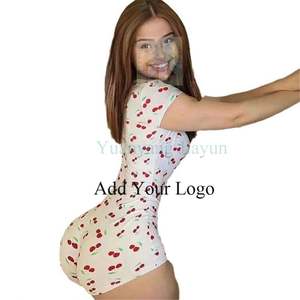 Mono con botones estampados, pantalones cortos de verano para mujer, monos de manga corta con cuello en V informales bonitos, monos <span class=keywords><strong>Coquette</strong></span> - Product Image 4