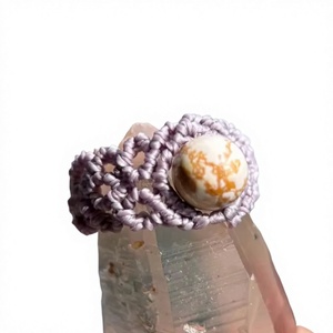 macrame brown <b>ring</b> with yellow stone handmade <b>boho</b> jewelry wholesale - Product Image 1
