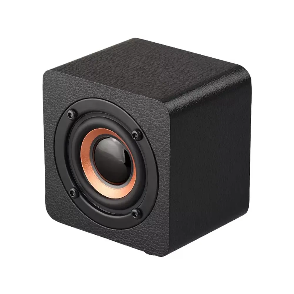 Q1 alto-falante sem fio de madeira para celular, subwoofer pequeno e poderoso, cubo mágico de música, mini alto-falantes estéreo de madeira para celular