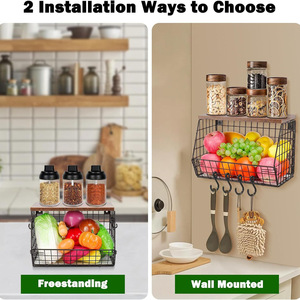 Metal Countertop Storage Rack Rectangle Black <b>Large</b> Capacity Fruit <b>Basket</b> Kitchen Living Room Storage - Product Image 4