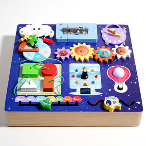 2025 Montessori Holz-Motorikbrett – Multifunktionale Aktivitätstafel zur kosmischen Erkundung mit Schaltern und Zahnrädern - Product Image 6