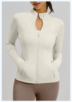 Veste de yoga pour femme, nouvelle collection automne, manches longues, coupe ajustée, col montant, polyester, taille élastique, courte, pour la course, le cyclisme et le fitness